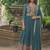 Teal zari & sequins embroidered georgette kurta bottom & dupatta