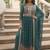 Teal zari & sequins embroidered georgette kurta bottom & dupatta