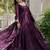 Wine zari & sequins embroidered georgette Gown & dupatta