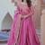 Pink zari & sequins embroidered gold-crush Gown & dupatta