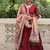 Maroon zari & sequins embroidered work roman stitched kurta gown & dupatta