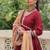 Maroon zari & sequins embroidered work roman stitched kurta gown & dupatta