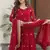 Maroon zari & sequins embroidered work roman stitched kurta gown & dupatta