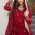Maroon zari & sequins embroidered work roman stitched kurta gown & dupatta
