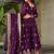Wine zari & sequins embroidered roman Gown & dupatta