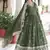 Dark green zari & sequins embroidered work roman stitched kurta gown & dupatta