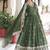 Dark green zari & sequins embroidered work roman stitched kurta gown & dupatta