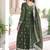 Dark green zari & sequins embroidered work roman stitched kurta gown & dupatta