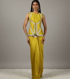 Lime Green Lace Draped Skirt Set