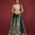 GREEN ZARI DORI & SEQUINS EMBROIDERED VELVET FESTIVE BRIDAL WEDDING & PARTY WEAR SEMI STITCHED LEHENGA CHOLI