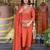 orange rayon embroidered straight kurta pant and dupatta set