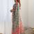 multi color chinon silk blend print work with mirror work border designer saree