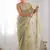 olive green organza thread work color tone fabric party wear saree