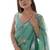 turquoise organza thread work color tone fabric party wear saree