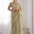olive green organza thread work color tone fabric party wear saree