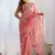 peach organza thread work color tone fabric party wear saree