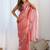 peach organza thread work color tone fabric party wear saree
