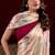 cream satin silk blend digital printed pearl  lace border work saree