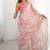 baby pink chinon silk blend print work with mirror work border designer saree