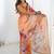 multicolor chinon silk blend print work with mirror work border designer saree