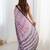 baby pink chinon silk blend print work with mirror work border designer saree
