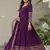 Purple embroidery vichitra silk Anarkali set