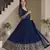 Navy blue embroidery vichitra silk Anarkali set