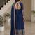 Navy blue embroidery vichitra silk Anarkali set