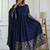 Navy blue embroidery vichitra silk Anarkali set