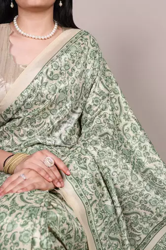  tasar art silk printed saree with classic appeal