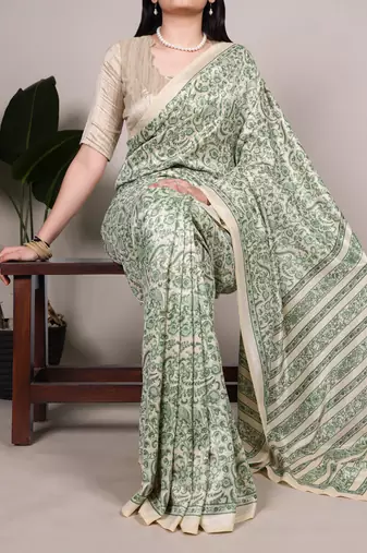 traditional tasar art silk printed saree with classic appeal