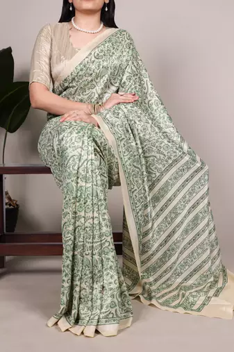  tasar art silk printed saree with classic appeal