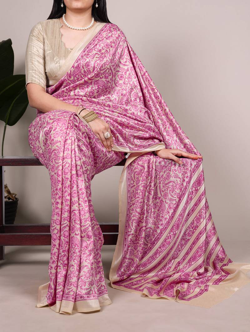 traditional tasar art silk printed saree with classic appeal