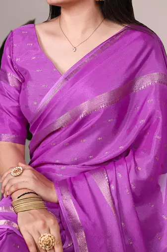 Festive crepe saree with artful weaving