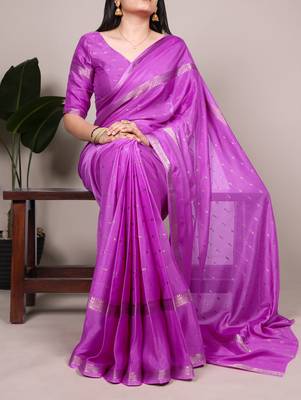 Festive crepe saree with artful weaving 4
