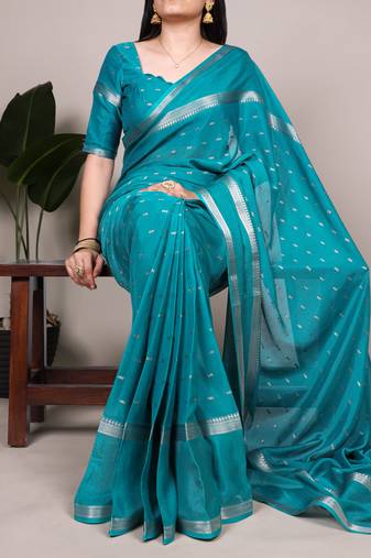 Festive crepe saree with artful weaving