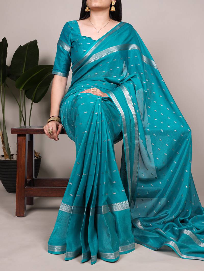 Festive crepe saree with artful weaving