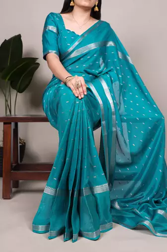Festive crepe saree with artful weaving