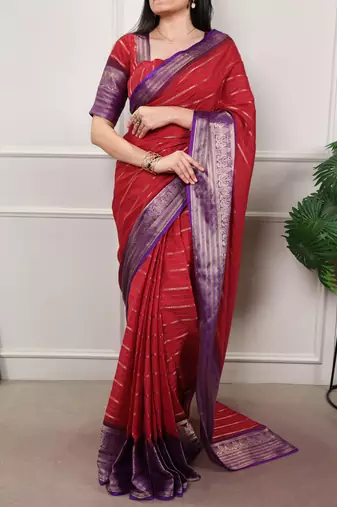 Crepe saree with zari weaving work