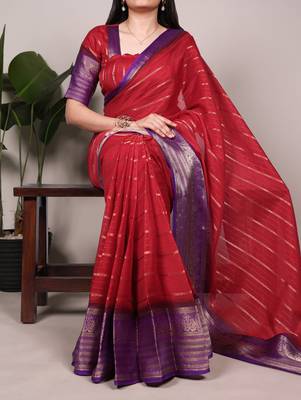 Crepe saree with zari weaving work 1