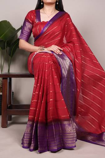 Crepe saree with zari weaving work