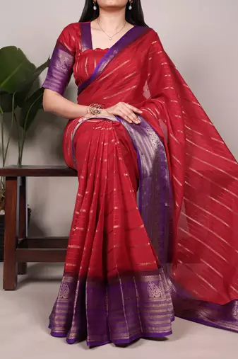 Crepe saree with zari weaving work