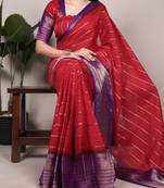 Crepe saree with zari weaving work