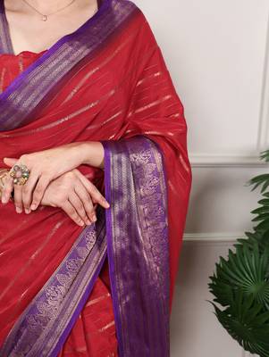 Crepe saree with zari weaving work 5
