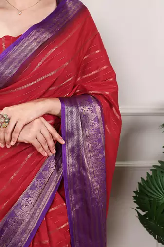 Crepe saree with zari weaving work