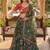 Dark Green Floral Printed Embroidered Organza Lehenga set choli dupatta