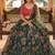 Dark Green Floral Printed Embroidered Organza Lehenga set choli dupatta