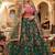 Dark Green Floral Printed Organza Lehenga set choli dupatta