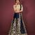 NAVY BLUE ZARI DORI & SEQUINS EMBROIDERED VELVET FESTIVE BRIDAL WEDDING & PARTY WEAR SEMI STITCHED LEHENGA CHOLI