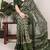Polyester viscose chanderi ikat print saree with rich zari weaving border